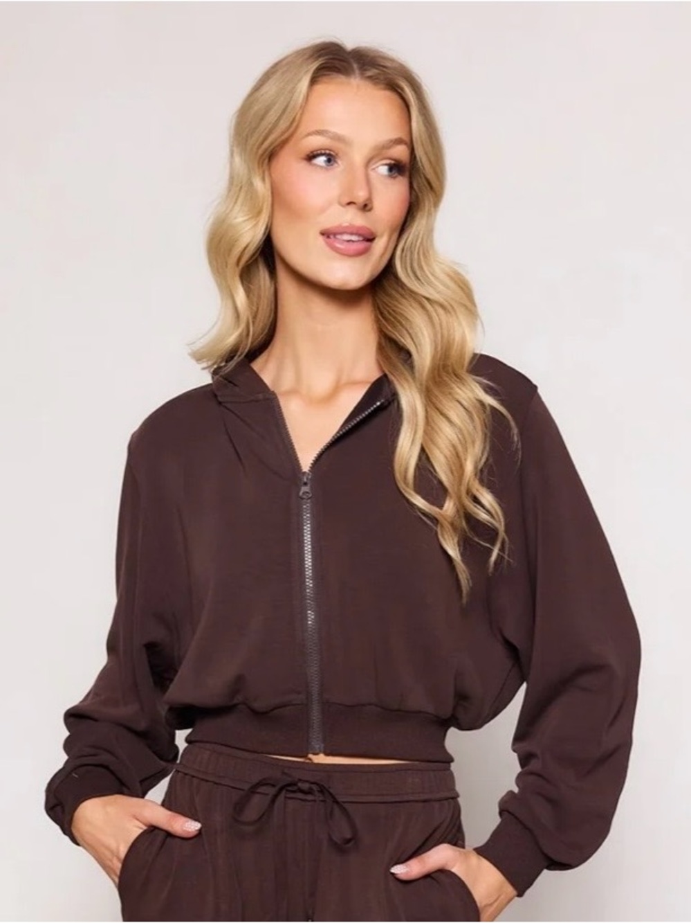 NWT Ivy City Co Amara Zip up Sweatshirt in Espresso Medium